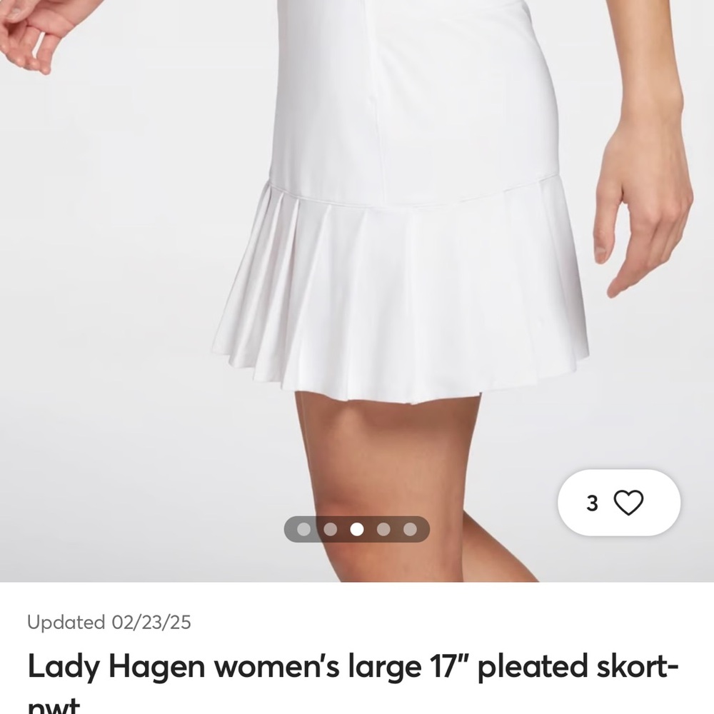 Lady Hagen White Pleated Skort Large NWT - Picture 3 of 5